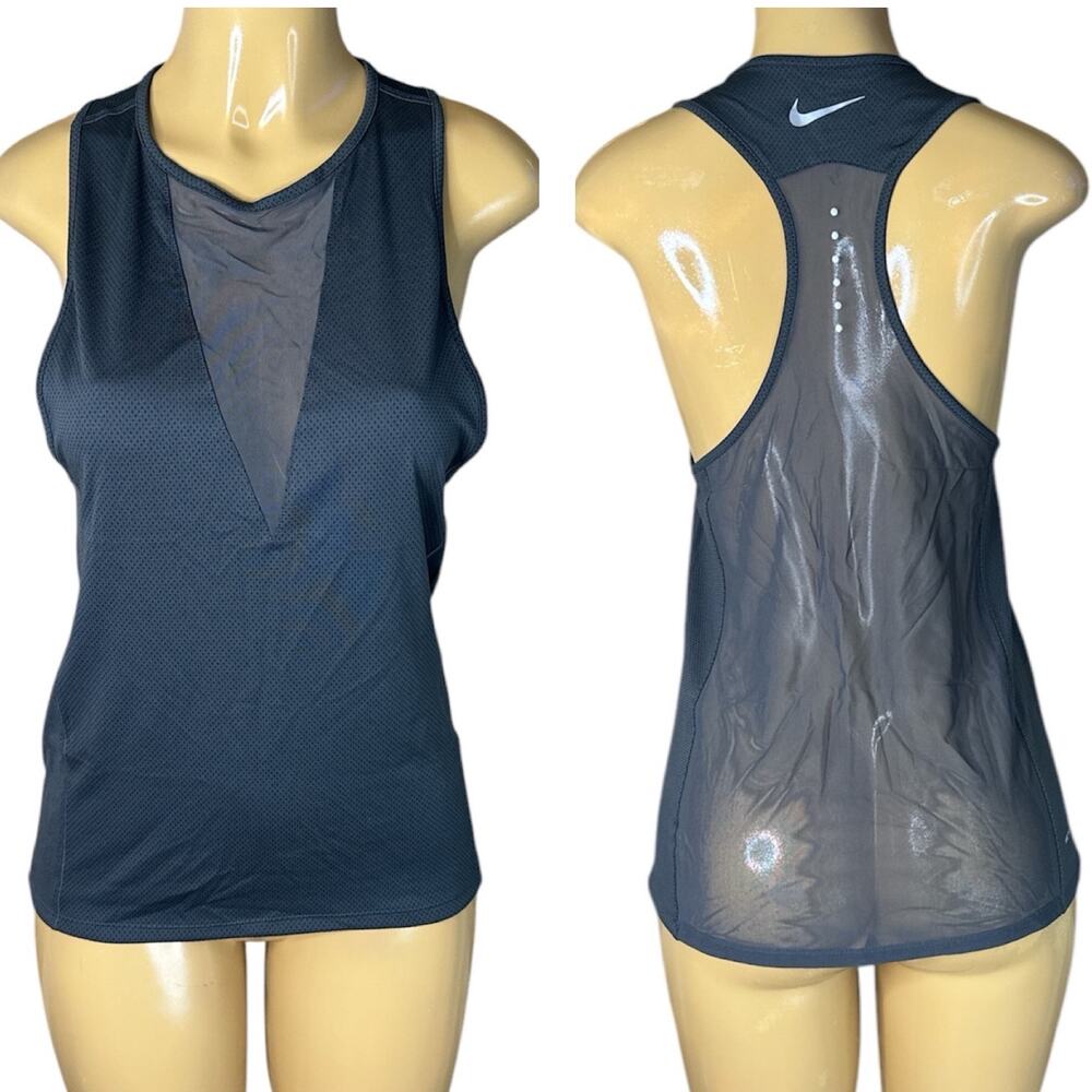Nike Zonal Cooling Racerback Tank Top Mesh Inset Gray Size Small